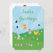 イースターパーソナライズされたエグカラフル狩りバニーチック シーズンカード (正面/裏面)