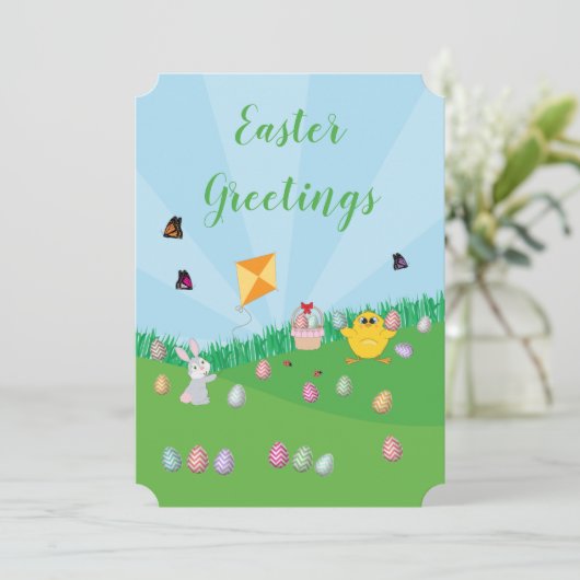 イースターパーソナライズされたエグカラフル狩りバニーチック シーズンカード (スタンド正面)