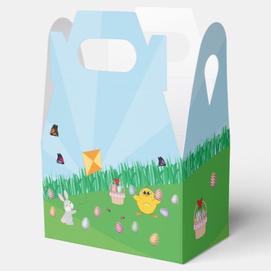 イースターパーソナライズされたエグカラフル狩りバニーチック フェイバーボックス (オープン)