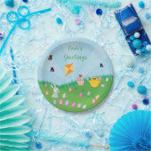 イースターパーソナライズされたエグカラフル狩りバニーチック ペーパープレート (パーティー)