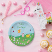 イースターパーソナライズされたエグカラフル狩りバニーチック ペーパープレート (パーティー)