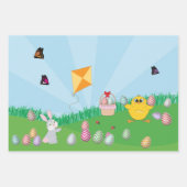 イースターパーソナライズされたエグカラフル狩りバニーチック ラッピングペーパーシート (正面3)