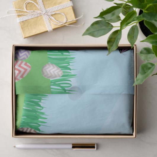 イースターパーソナライズされたエグカラフル狩りバニーチック 薄葉紙 (ギフト)