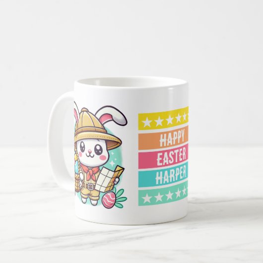 イースターパーソナライズされたエッグ狩り コーヒーマグカップ (正面左)