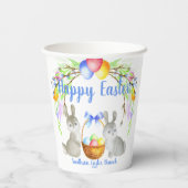 イースターパーソナライズされたエッグ、ブンニー、春の花 紙コップ (裏面)