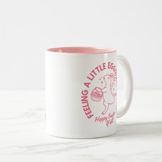 イースターパーソナライズされたバおもしろいニーの名前のシャツ ツートーンマグカップ (正面右)