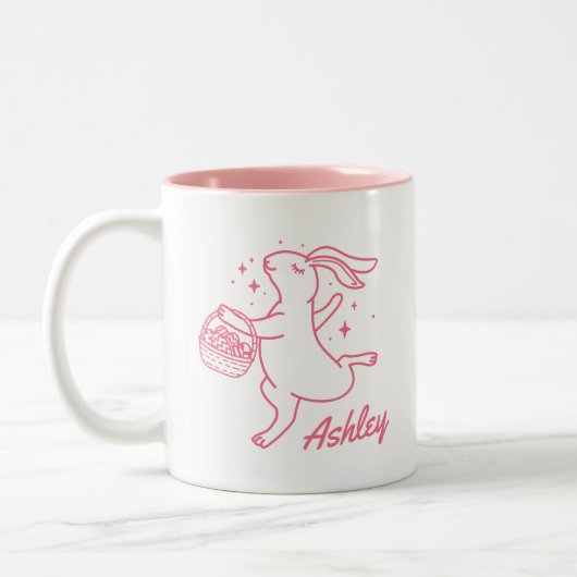 イースターパーソナライズされたバおもしろいニーの名前のシャツ ツートーンマグカップ (左)