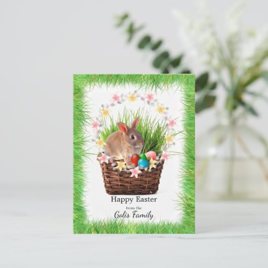 イースターパーソナライズされたバスケットホリディポストカード ポストカード (スタンド正面)