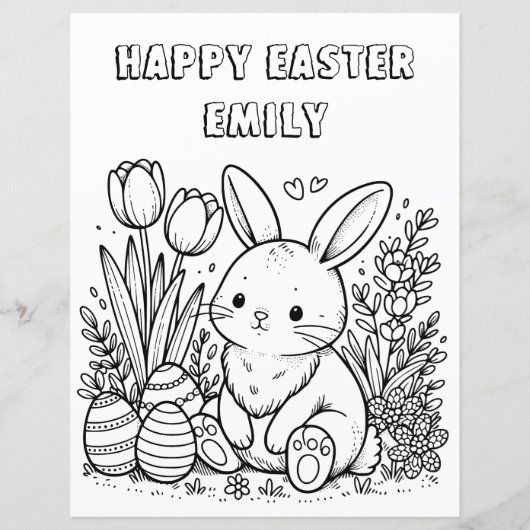 イースターパーソナライズされたバニーからの子どもの手紙 (裏面)