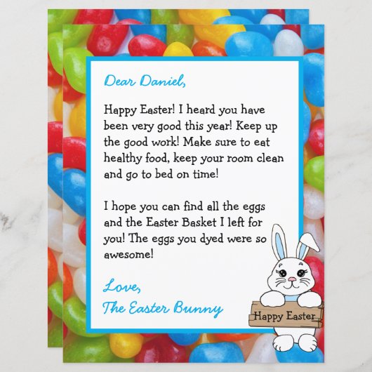 イースターパーソナライズされたバニーからの手紙 (正面/裏面)