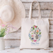 イースターパーソナライズされたバニーと花 トートバッグ