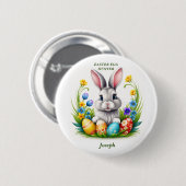 イースターパーソナライズされたバニーエッグ狩りトートバッグ 缶バッジ (正面&裏面)