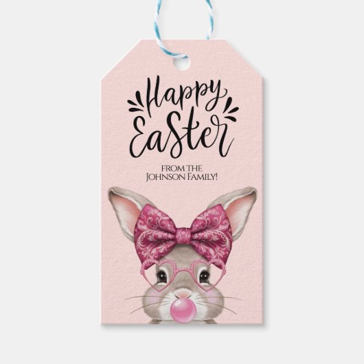 イースターパーソナライズされたバニーギフトラベル ギフトタグ (正面)