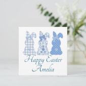 イースターパーソナライズされたバニーコケットブルーホワイト 招待状 (スタンド正面)
