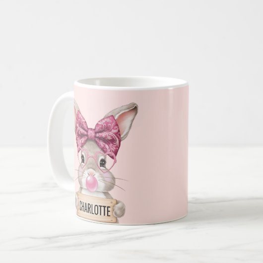 イースターパーソナライズされたバニーコーヒーマグ子供へ コーヒーマグカップ (正面左)