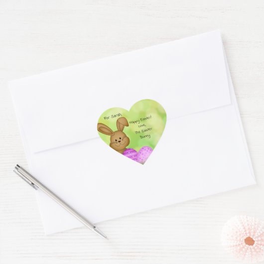 イースターパーソナライズされたバニーハートのキッズへのシール ハートシール (封筒)