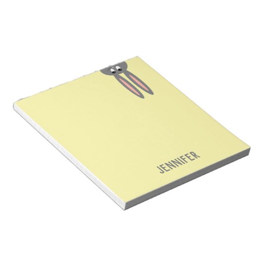 イースターパーソナライズされたバニーパステルイエローキッズ ノートパッド (アングル)