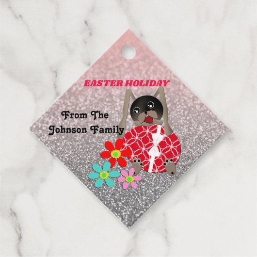 イースターパーソナライズされたバニー フェイバータグ (正面)
