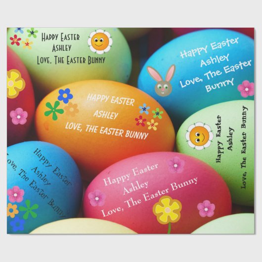 イースターパーソナライズされたバニー ラッピングペーパー (フラット)