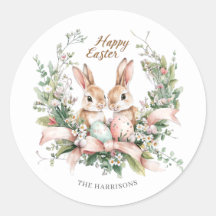 イースターパーソナライズされたバニー、卵、リースのシール