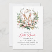 イースターパーソナライズされたバニー、卵、リースインビタット 招待状 (正面)