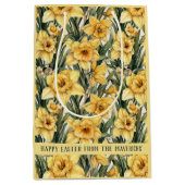 イースターパーソナライズされたフローラの水の色Daffodil私 ミディアムペーパーバッグ (正面)