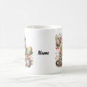 イースターパーソナライズされたフローラモノグラム コーヒーマグカップ (中央)