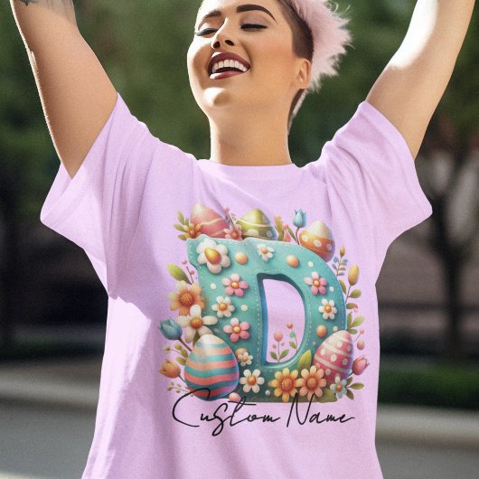 イースターパーソナライズされたフローラモノグラム Tシャツ