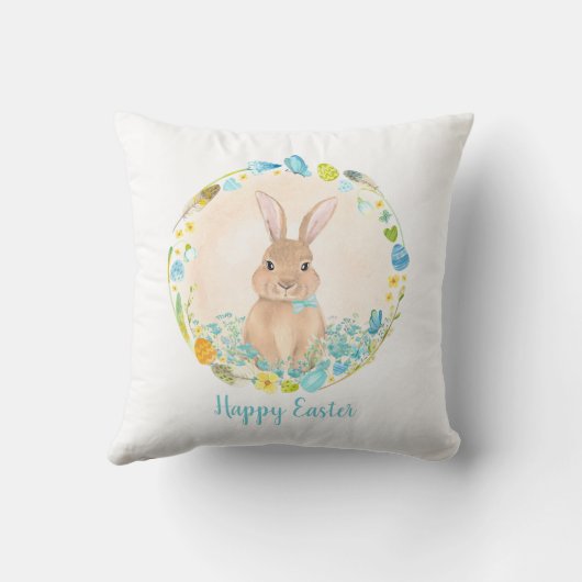 イースターパーソナライズされたブルーカスタム文字 クッション (裏面)