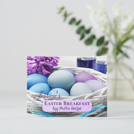 イースターパーソナライズされたブレックファーストレシピテンプレート ポストカード (スタンド正面)