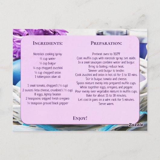 イースターパーソナライズされたブレックファーストレシピテンプレート ポストカード (裏面)