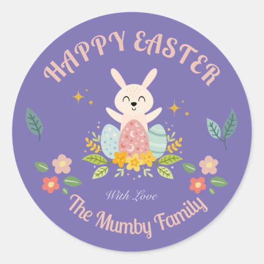 イースターパーソナライズされたホリデー ラウンドシール (正面)