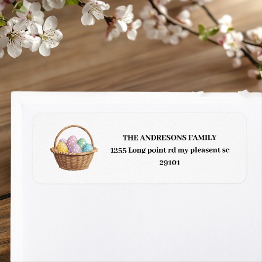 イースターパーソナライズされたラタンバスケット&パステルエッグ ラベル