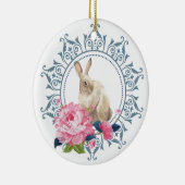 イースターパーソナライズされたラビットフローラデザイン セラミックオーナメント (右)