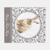 イースターパーソナライズされたラビットフローラデザイン フリースブランケット (正面(横))