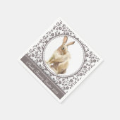 イースターパーソナライズされたラビットフローラ スタンダードカクテルナプキン (角)