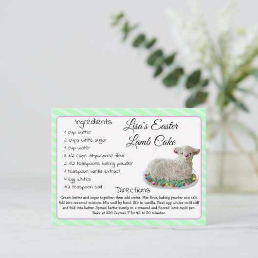 イースターパーソナライズされたラムケーキレシピはがき シーズンポストカード (スタンド正面)