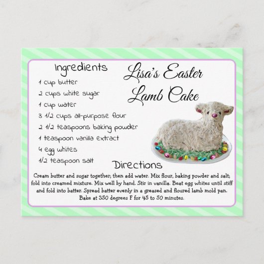 イースターパーソナライズされたラムケーキレシピはがき シーズンポストカード (正面)
