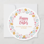 イースターパーソナライズされたリースの写真と文字 シーズンカード (裏面)