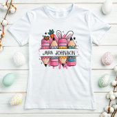 イースターパーソナライズされた先生名T字；バニーペンシル Tシャツ