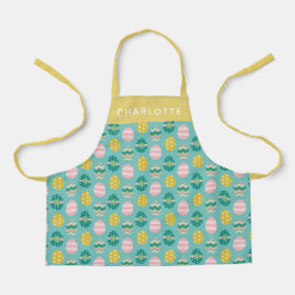イースターパーソナライズされた卵かわいいカラフルグリーンピンク エプロン