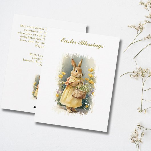 イースターパーソナライズされた恵みヴィンテージバニー シーズンカード