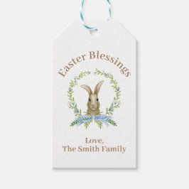 イースターパーソナライズされた恵み水色ウサギ ギフトタグ