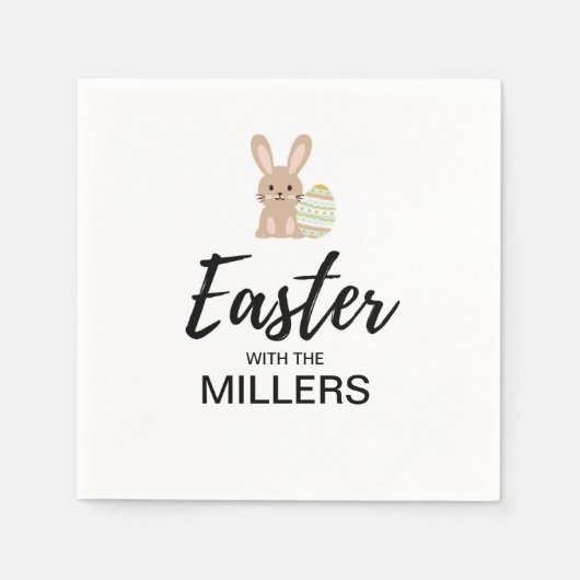 イースターパーソナライズされた「家族と」 | スタンダードカクテルナプキン (正面)