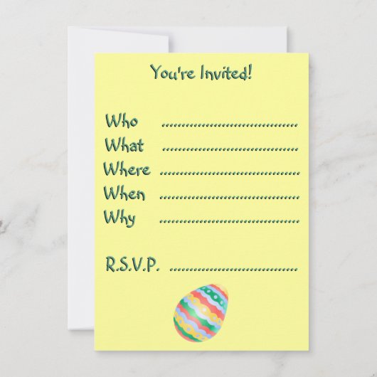 イースターパーティの招待状イースターカパーソナライズされたード 招待状 (裏面)