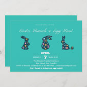 イースターパーティの招待状イースターブランチ&エッグ狩り 招待状 (正面/裏面)