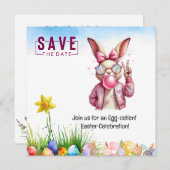 イースターパーティの招待状カード セーブザデート (正面/裏面)