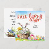 イースターパーティの招待状カード セーブザデート (正面/裏面)