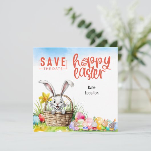 イースターパーティの招待状カード セーブザデート (スタンド正面)