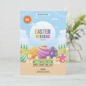 イースターパーティの招待状パーティーチラシ 招待状 (スタンド正面)